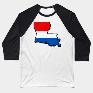 Red, White, and Blue Louisiana Outline Baseball T-Shirt